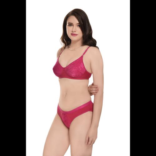 B&B Comfort Women's Orchid Pink Embroidered Lingerie Set-36A