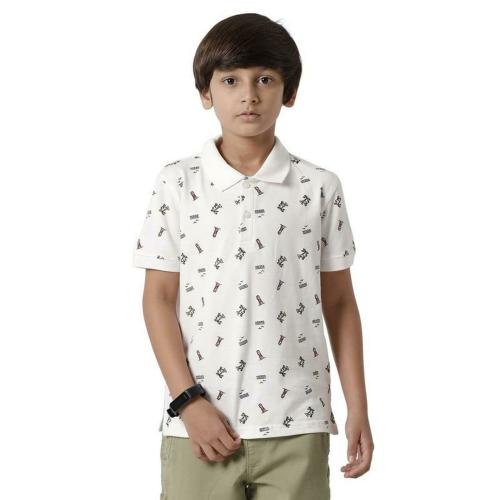 PIPIN Boys Offwhite Printed Cotton T-Shirt - 14-15 Years