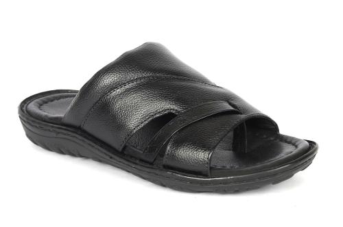 Copper Pure Leather Slippers For Men (Black)