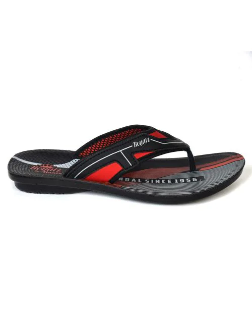 Ajanta's Black+Red Flipflops For Men