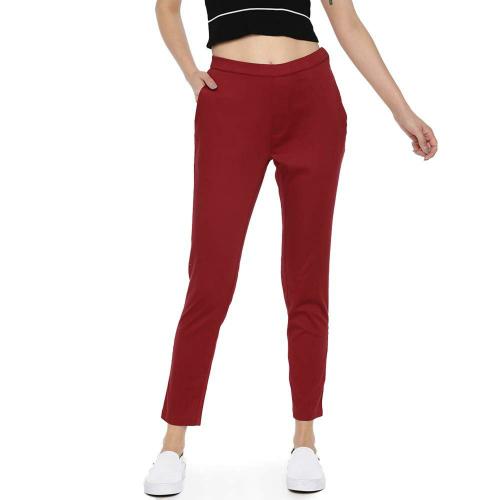 Go Colors Women Red Cotton Treggings