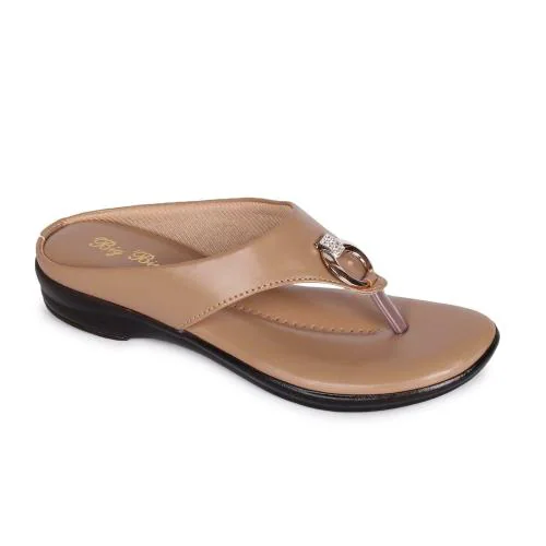 Big Bird Footwear Flat Casual V-strap Sandals for Women & Girls (Beige) Non-Returnable