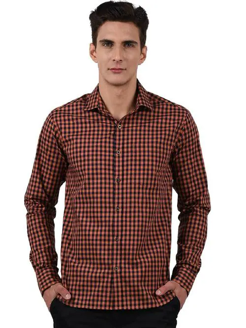 Rhysley Men Multicolour Check Cotton Check Shirt - 46