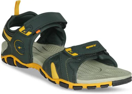 Sparx Men SS-491 Forest Green Yellow Floater Sandals