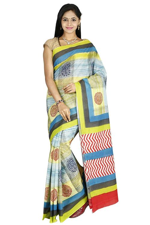 Fashionkiosks Women 100 percent Cotton Saree Kerala Kasavu Saree With Blouse Piece