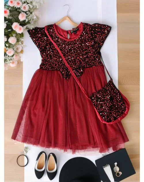 Bella Moda Sequence Dress With Sling Bag