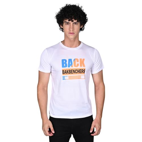 BAKBENCHERS Men's Printed 100% Polyester T-Shirt - Slim Fit, Round Neck, Half Sleeves_S