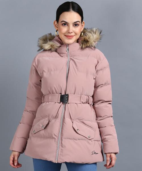 ELLIPSE Jackets for Winter Full Sleeves Womens Jackets Coat Hoodded Jackets for Girls- Rose Tan, M