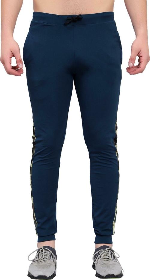 estro Men Blue Striped Lycra Blend Track Pants