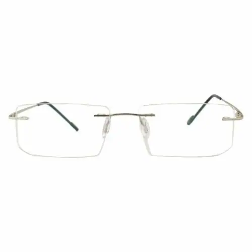 Magjons Silver Rimless Rectangular Spectacle Eye Wear Frame For Men & Women