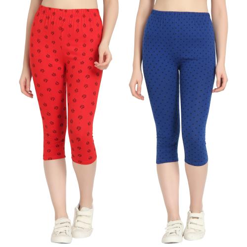 EHA Capri for Women | Printed Capri for Girls | 3/4th Pants for Women | Cotton Lycra Capri Women | 3/4 Leggings for Women | Three Fourth Pants for Women Combo Pack of