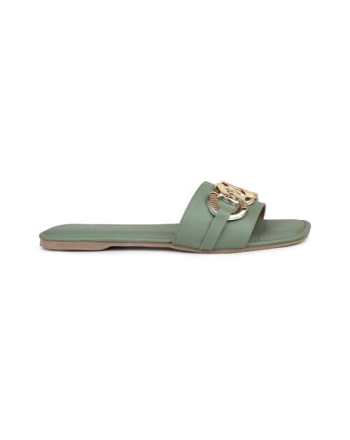 Design Crew Green Flat Sandals