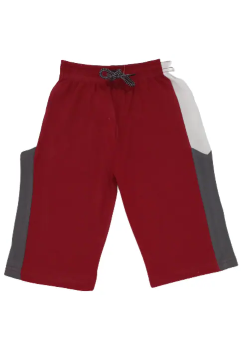 DQUEEN 100% Cotton Capri for Boys Regular Fit 3/4th for Boys (Maroon)