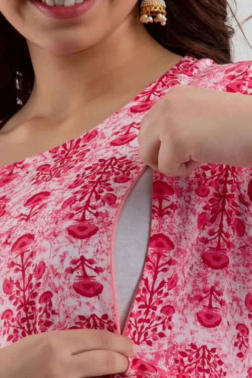 Step Queen Maternity Feeding Cotton Gown Dress For Women Ladies-Size L