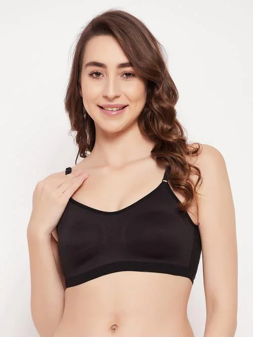 Clovia Black Solid Cotton Beginner Bra