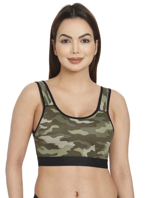 ILRASO ELSA SPORTS BRA | MILITARY PRINT | ACTIVEWEAR BRA | NON PADDED