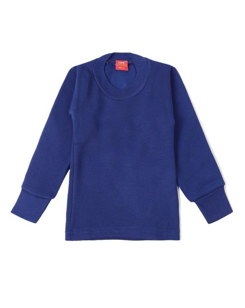 LUX COTT'S WOOL Kids Blue Solid Cotton Blend Thermal top