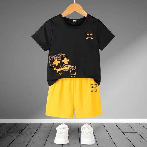 Lofn Kids Unisex Tees & Short Clothing Sets - Black & Yellow ( 0 - 6 Months)