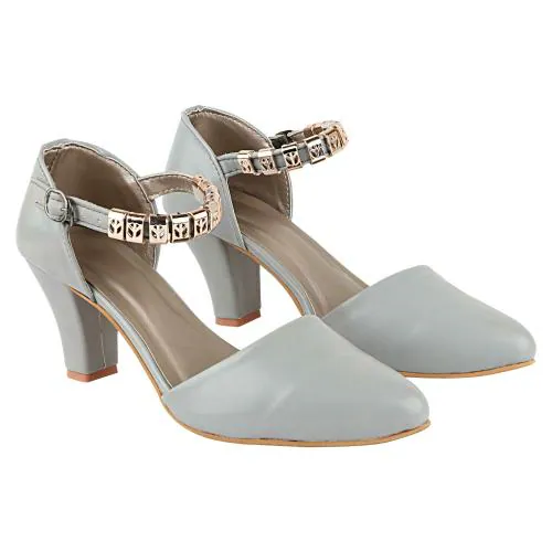 Shoetopia Women Solid Grey Block Heels