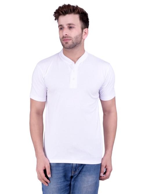 Buy Weardo Men's Plain White Henley Neck Half Sleeves T-Shirt In M Size ...
