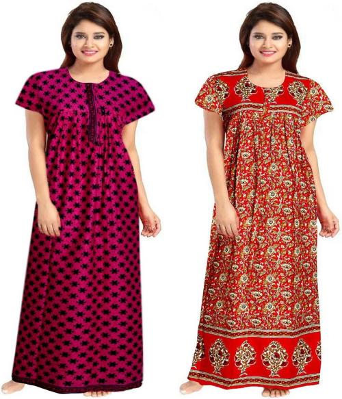 ONBUFF Pack of 2 Women Nighty Set  (Multicolor)