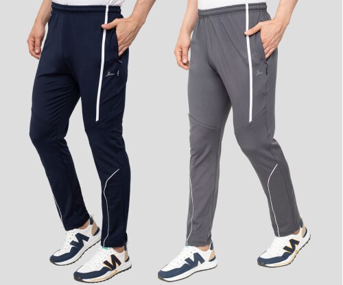 ZEFFIT Men Multicolor Solid Poly Lycra Pack of 2 Track Pants