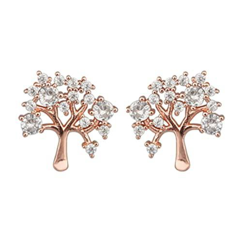 Giva Sterling Silver Rose Gold Tree Of Life Earrings For Women