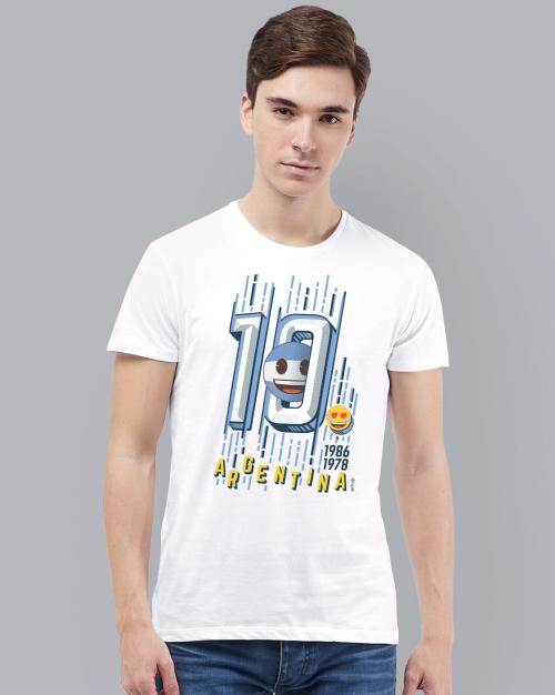 Young Men Emoji Soccer Printed White Tshirt