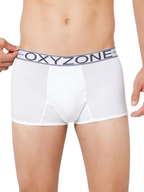 OXYZONE Classic Men's Trunks | Soft Cotton | Stretch Fit | Quick-Dry | Anti-Odor | Ultra-Soft | Moisture-Wicking | Breathable | Comfort Fit Boxer Trunks for Men, White (Pack of 1)