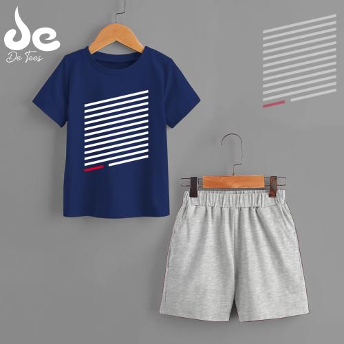 DE TEES BOYS PRINTED HALF SLEEVE TSHIRT AND SHORTS 160GSM