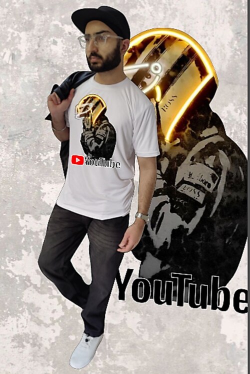 RK SPORTS WEAR ROUND NECK WHITE YOUTUBE PRINTING T-SHIRTS