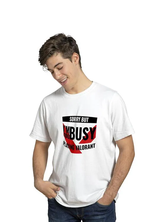 Lups Men And Women White Valorant Playing Digital Printed Cotton T-Shirt (M)