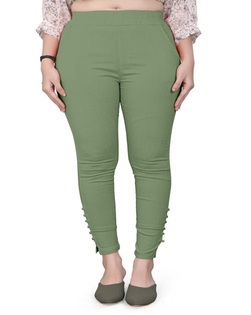 MANIX Women's Cotton Stretchable Pants With Both Side Pockets (Pista) - Size: 2X-Large
