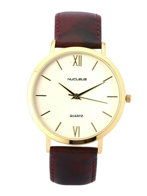 Nucleus Analog Cream Dial With Multicolor Strap Watch For Men and Women LGSMi