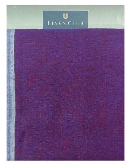 Linen Club Men Purple Solid Linen Shirt Fabric