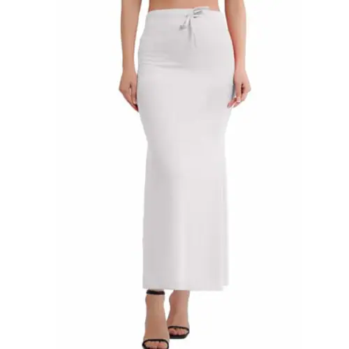 LOOKSKY Premium Fabric Lycra Saree Shapewear Petticoat For Women,Shapers For Women's Sarees Fish Cut Shapewear|Colour-White|Size-XL