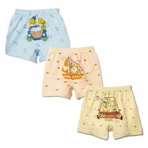 Dowin Girls Cotton Cycling Shorts- Assorted - Pack of 3 (Happy_70)