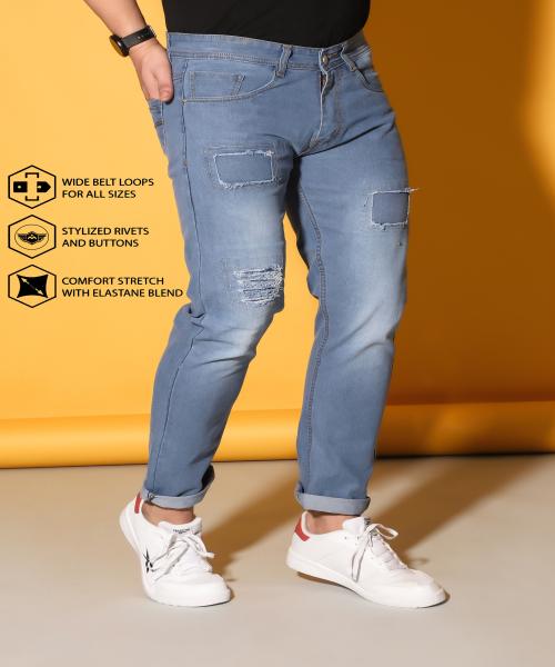 Buy Dennie Foste Slim Fit Mid Rise Litgh Blue Color Mens Jeans Online