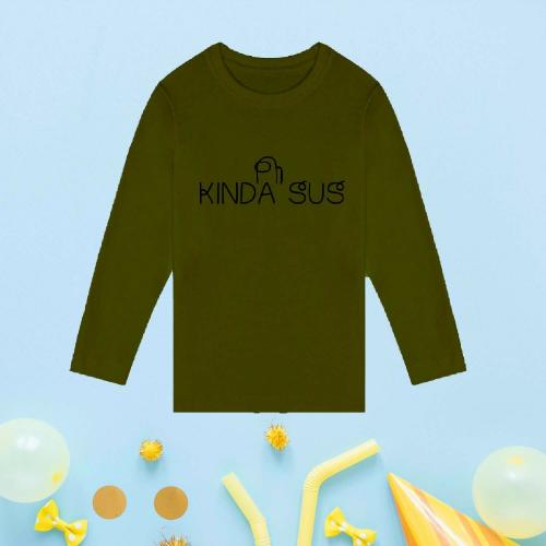 Nusyl Olive kinda Sus Text Printed Boy's T-Shirt