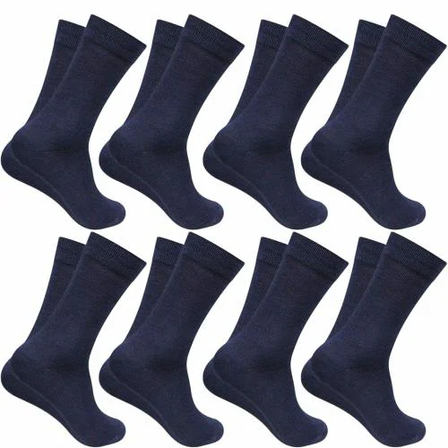 TENDSY Men's and Boy's Premium Full Length Socks, Mid Calf Length Socks, Formal Socks, Office Socks (Pack of 8 Pairs, Navy Blue)