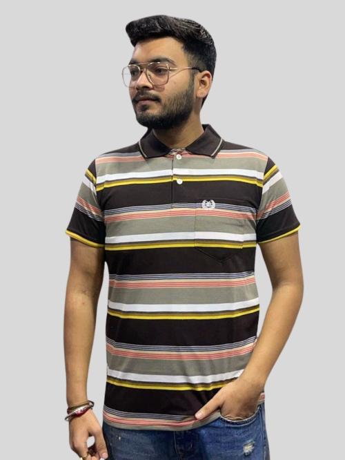 GEEK BOY TEES S Striped Men Polo Neck Multicolor T-Shirt
