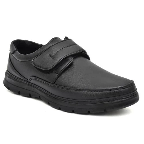 Foottreck Export Leather Strobel Stiched Slip on Formal Shoes for Men (Black)