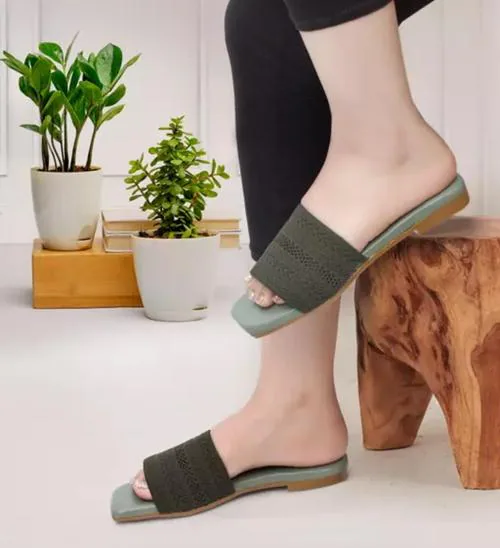 AANA FASHION women Casual Green flats slippers stylish model fashion flat casual daily use beige cream off white sandals t-strap flip flops for girls ladies slipper chappal