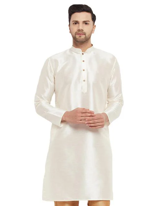 Vastramay Men's White Silk Blend Kurta
