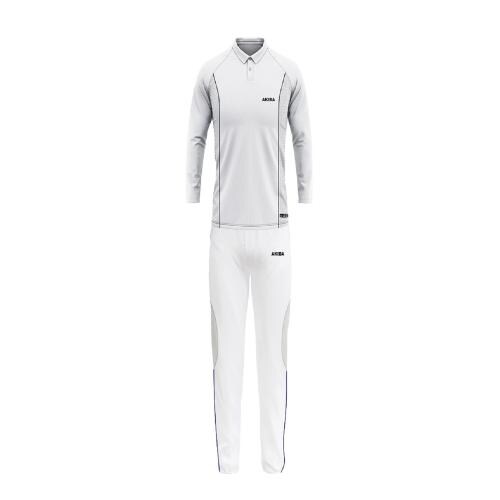 Premium Cricket White Full -Sleeve Polo t-Shirt/Jersey with Trouser for Men/Women