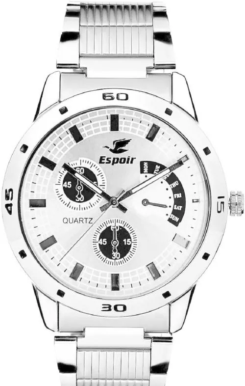 Espoir Men White Dial Silver Strap Analog Watch