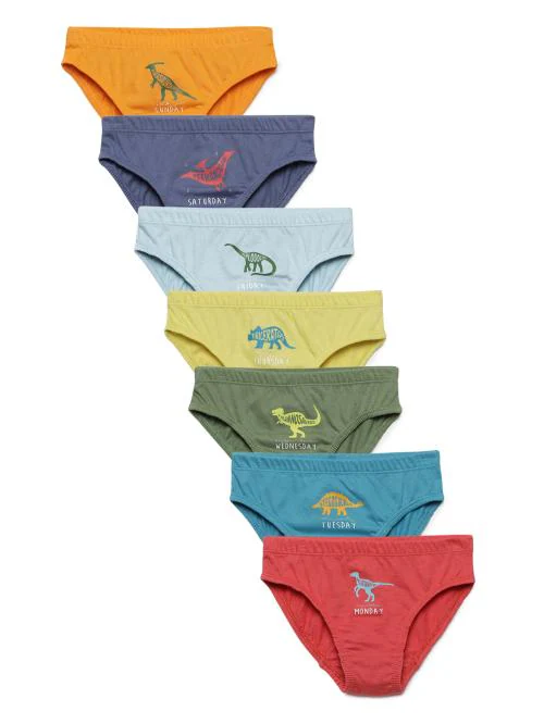 CHARM N CHERISH Boys Multicolor Weekdays Printed Brief's (Pack of 7) Dinasaur Printed Boys Underwear