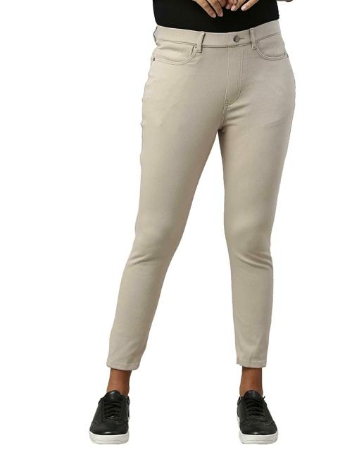 Go Colors Women Beige Solid Stretch Leggings