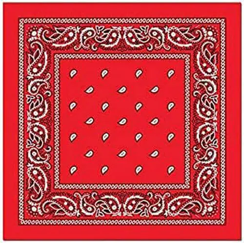 Unisex Cotton Bandana/Head Wrap/ Wristband/ Face Cover/Handkerchief for Men and Women RED