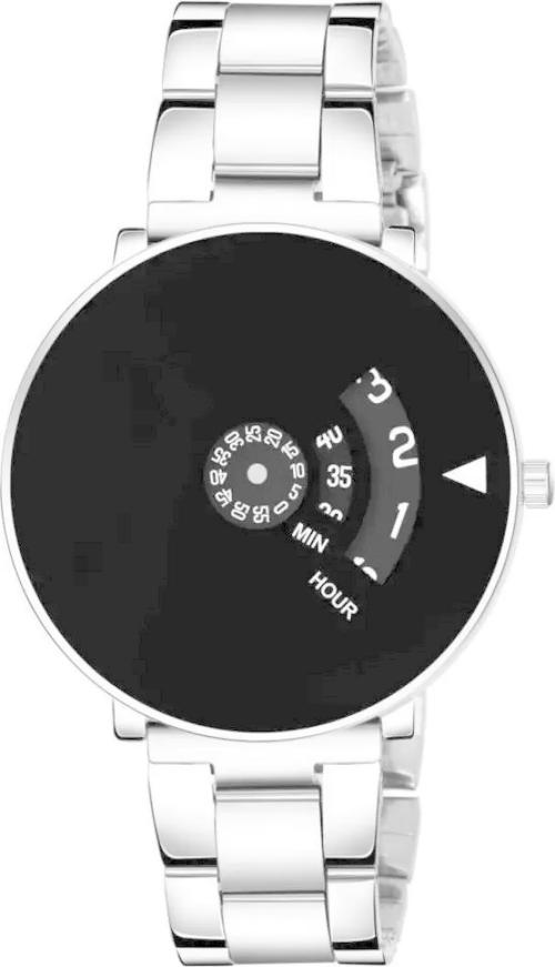 Watchstar Analog Black Dial Silver Strap Watch For Men